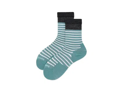 Smartwool Everyday Pin Stripe Crew Socks Sock Dusty Teal: Md (women's Shoe 7-9.5), Nylon/wool In Blue