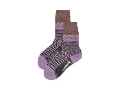 Smartwool Everyday Popcorn Cable Crew Socks Women's No Show Socks Shoes Purple Dawn: Md (women's Shoe 7-9.5),  In Animal Print