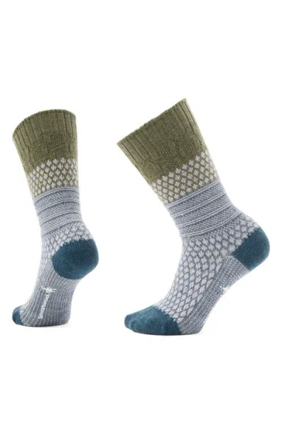 Smartwool Everyday Popcorn Cable Knit Merino Wool Blend Crew Socks In Winter Moss