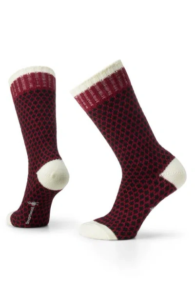 Smartwool Everyday Popcorn Polka Dot Merino Wool Blend Crew Socks In Tibetan Red