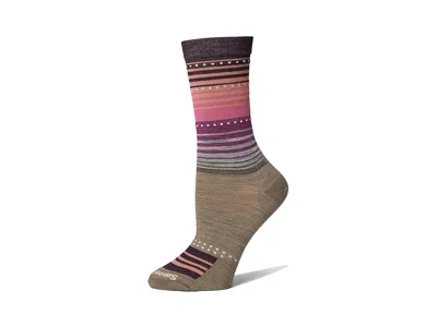 Smartwool Everyday Stitch Stripe Crew Crew Cut Socks Shoes Fossil/purple: Md (us Men's Shoe 6-8.5 - Women's Sh In Multi