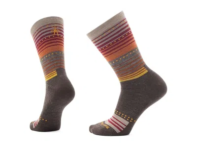 Smartwool Everyday Stitch Stripe Crew Socks Knee High Socks Shoes Chestnut: Xl (us Men's Shoe 12-14.5 - Women' In Multi