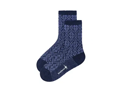 Smartwool Everyday Traditional Snowflake Crew Socks Women's No Show Socks Shoes Deep Navy: Lg (women's Shoe 10 In Blue