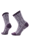 Smartwool Everyday Traditional Snowflake Merino Wool Blend Crew Socks In Purple Iris