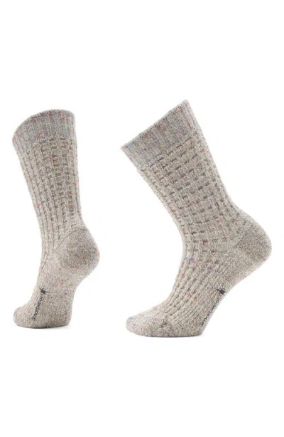 Smartwool Everyday Waffle Press Merino Wool Blend Crew Socks In Taupe-natural Marl