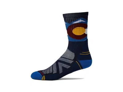 Smartwool Hike Light Cushion Colorado Crew Socks Men's No Show Socks Shoes Laguna Blue: Lg (men's Shoe 9-11.5) In Black