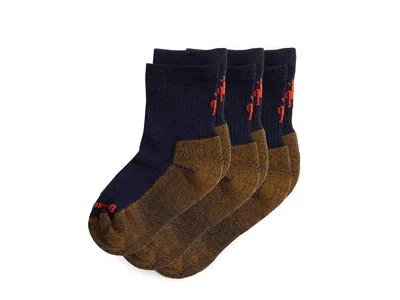 Smartwool Hike Light Cushion Crew Socks 3-pack (toddler/little Kid/big Kid) Kids Shoes Deep Navy: Lg (3 Little In Black
