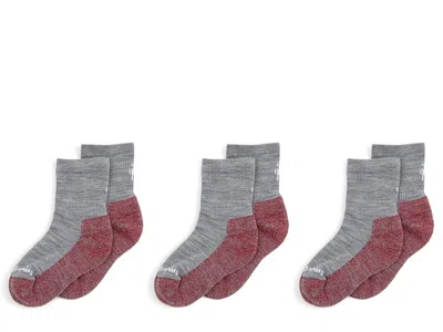 Smartwool Hike Light Cushion Crew Socks 3-pack (toddler/little Kid/big Kid) Kids Shoes Light Gray: Lg (3 Littl In Multi