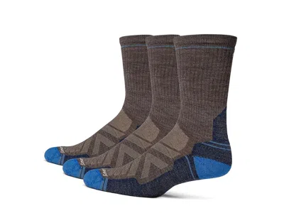 Smartwool Hike Light Cushion Crew Socks Multipack Men's Crew Cut Socks Shoes Taupe-laguna Blue: Lg (men's Shoe In Brown