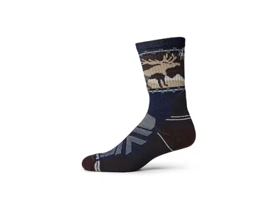 Smartwool Hike Light Cushion Mountain Moose Crew Socks Men's Crew Cut Socks Shoes Deep Navy: Md (men's Shoe 6- In Blue