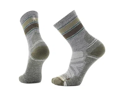 Smartwool Hike Light Cushion Striped Mid Crew Socks Men's Crew Cut Socks Shoes Ash-charcoal: Xl (men's Shoe 12 In Multi