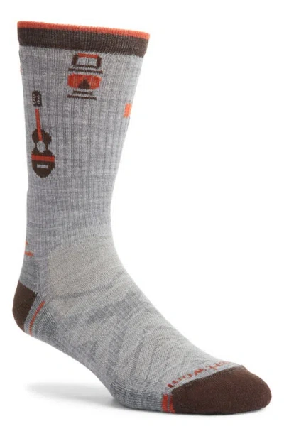 Smartwool Hike Light Cushioning Camp Gear Merino Wool Blend Crew Socks In Light Gray