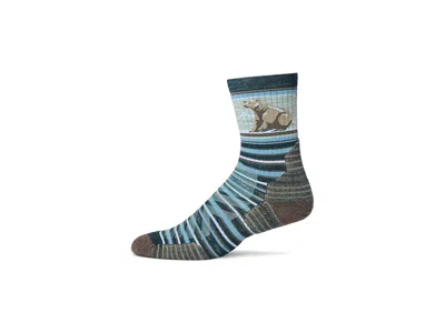 Smartwool Hike Targeted Cushion Bear Stripe Mid Crew Socks Men's Crew Cut Socks Shoes Twilight Blue: Lg (men's In Gray