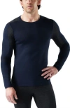Smartwool Intraknit™ Thermal Merino Base Layer Colorblock Crewneck Long Sleeve Shirt In Blue