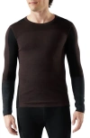 Smartwool Intraknit™ Thermal Merino Base Layer Colorblock Crewneck Long Sleeve Shirt In Brown