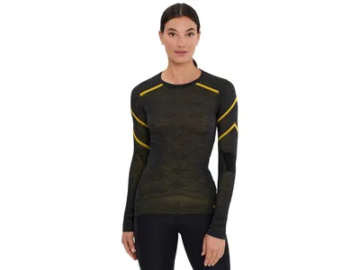 Smartwool Intraknit Thermal Merino Base Layer Crew Women's Clothing Charcoal/bronze Olive: Sm In Green