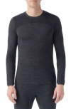 Smartwool Intraknit Thermal Merino Long Sleeve Crewneck T-shirt In Charcoal-black