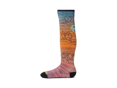 Smartwool Junior Ski Zero Cushion Geo Peaks Print Over The Calf Socks (little Kid/big Kid) Kids Shoes Orange R In Multi