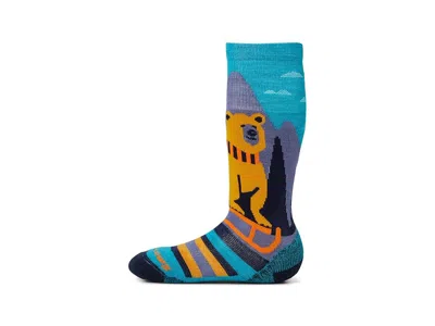 Smartwool Kids' Ski Light Cushion Sleigh Bear Over The Calf Socks (toddler/little Kid/big Kid) Kids Shoes Capr In Gold