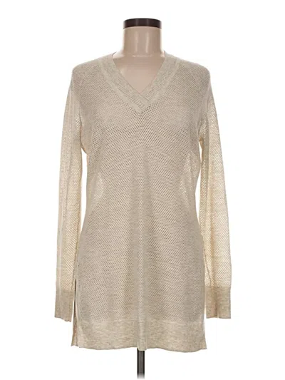 Pre-owned Smartwool Long Sleeve Top Tan V-neck Tops