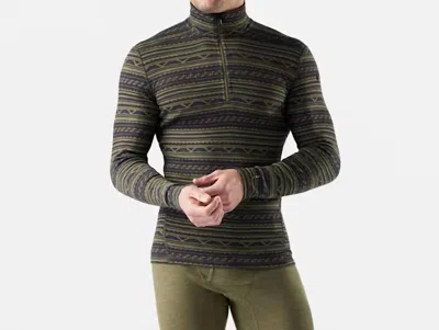 Smartwool Men's Classic Thermal Merino Base Layer 1/4 Zip Top In Winter Moss Summit In Multi
