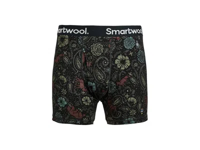 Smartwool Merino Print Boxer Brief Men's Underwear Black Paisley: Xl, Nylon/wool In Brown