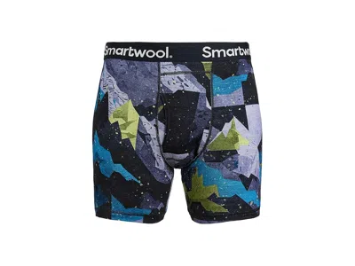 Smartwool Merino Print Boxer Brief Men's Underwear Blue Summit Sector: Md, Nylon/wool In Multi
