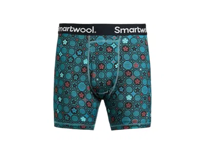 Smartwool Merino Print Boxer Brief Men's Underwear Dusty Teal Geo Floral: Xl, Nylon/wool In Blue