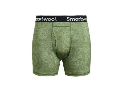 Smartwool Merino Print Boxer Brief Men's Underwear Fern Rustic Floral: Lg, Nylon/wool In Green