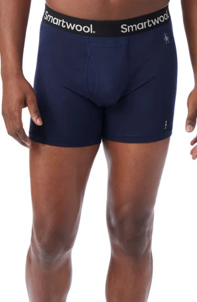 Smartwool Merino Wool Blend Boxer Briefs In Blue