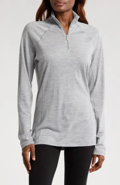 Smartwool Merino Wool Blend Quarter-zip In Light Gray Heather