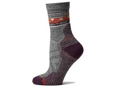 Smartwool Performance Hike Light Cushion Ethno Graphic Mid Crew Women's Crew Cut Socks Shoes Ash/charcoal: Sm  In Gray