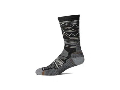 Smartwool Performance Hike Light Cushion Mountain Range Pattern Crew Men's Crew Cut Socks Shoes Charcoal/light In Gray