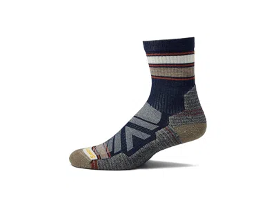 Smartwool Performance Hike Light Cushion Striped Mid Crew Men's Crew Cut Socks Shoes Deep Navy: Xl (men's Shoe In Multi
