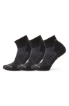 Smartwool Run 3-pack Zero Cushion Ankle Socks In Black