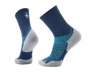 Smartwool Run Targeted Cushion Mid Crew Socks Men's Crew Cut Socks Shoes Deep Navy: Lg (men's Shoe 9-11.5) In Animal Print