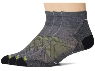 Smartwool Run Zero Cushion Ankle Socks 3-pack Men's Crew Cut Socks Shoes Medium Gray: Lg (men's Shoe 9-11.5) In Brown