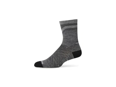 Smartwool Run Zero Cushion Mid Crew Pattern Men's Crew Cut Socks Shoes Light Gray: Md (men's Shoe 6-8.5) In Red