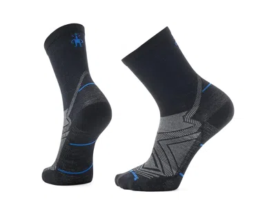 Smartwool Run Zero Cushion Mid Crew Socks Men's Crew Cut Socks Shoes Black: Xl (men's Shoe 12-14.5) In Blue