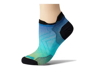 Smartwool Run Zero Cushion Ombre Print Low Ankle Women's Low Cut Socks Shoes Capri: Md (women's Shoe 7-9.5) In Blue