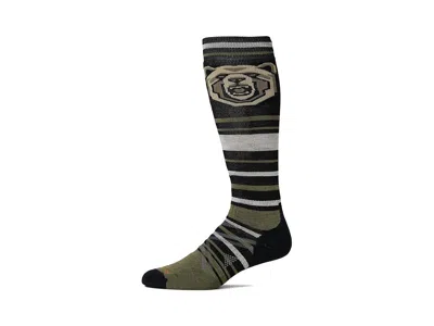 Smartwool Ski Full Cushion Growling Grizzly Over The Calf Socks Men's Crew Cut Socks Shoes Black: Md (men's Sh