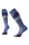 Smartwool Ski Pattern Targeted Cushion Wool Blend Over The Calf Socks In Blue