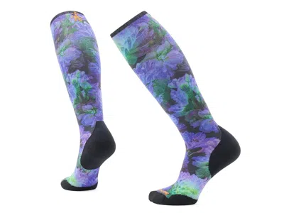 Smartwool Ski Targeted Cushion Electric Lotus Print Over The Calf Socks Women's Crew Cut Socks Shoes Black: Sm