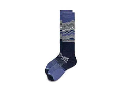 Smartwool Ski Targeted Cushion Expanding Horizons Over The Calf Socks Men's Quarter Length Socks Shoes Nightfa In Nightfall Blue