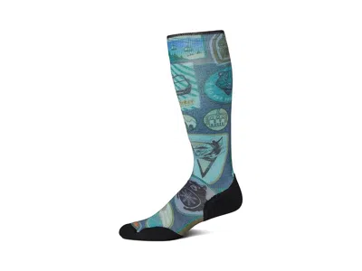 Smartwool Ski Targeted Cushion Explorer Print Over The Calf Socks Men's Crew Cut Socks Shoes Deep Navy: Xl (me In Green