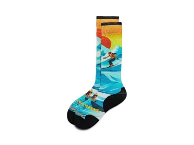 Smartwool Ski Targeted Cushion Steep Days Print Over The Calf Socks Women's Quarter Length Socks Shoes Serene  In Serene Blue
