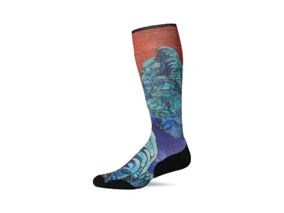 Smartwool Ski Targeted Cushion Winter Haze Print Over The Calf Socks Men's Crew Cut Socks Shoes Deep Navy: Md  In Blue