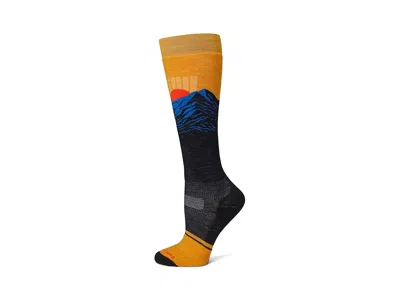 Smartwool Snowboard Targeted Cushion Valley Sunset Over The Calf Socks Women's Crew Cut Socks Shoes Honey Gold In Black