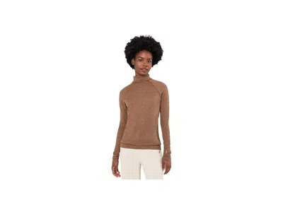 Smartwool Thermal Merino Rib Turtleneck Women's Clothing Mocha Heather: Lg In Black