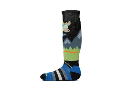 Smartwool Wintersport Full Mountain Moose Pattern Otc Socks (toddler/little Kid/big Kid) Kids Shoes Black: Xs 